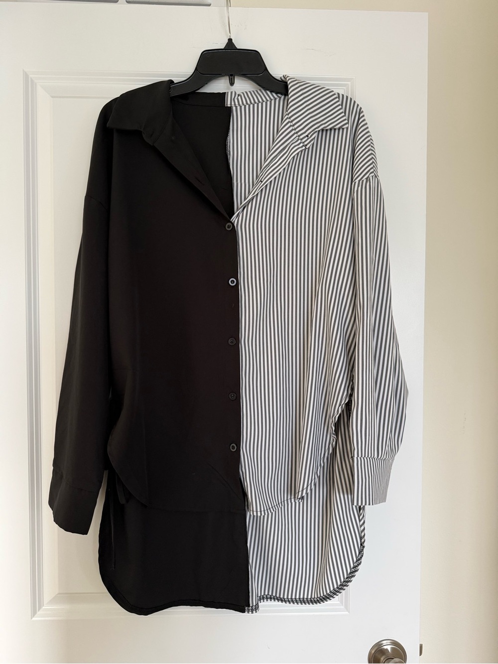 SHEIN Black & White Striped Labelled Top